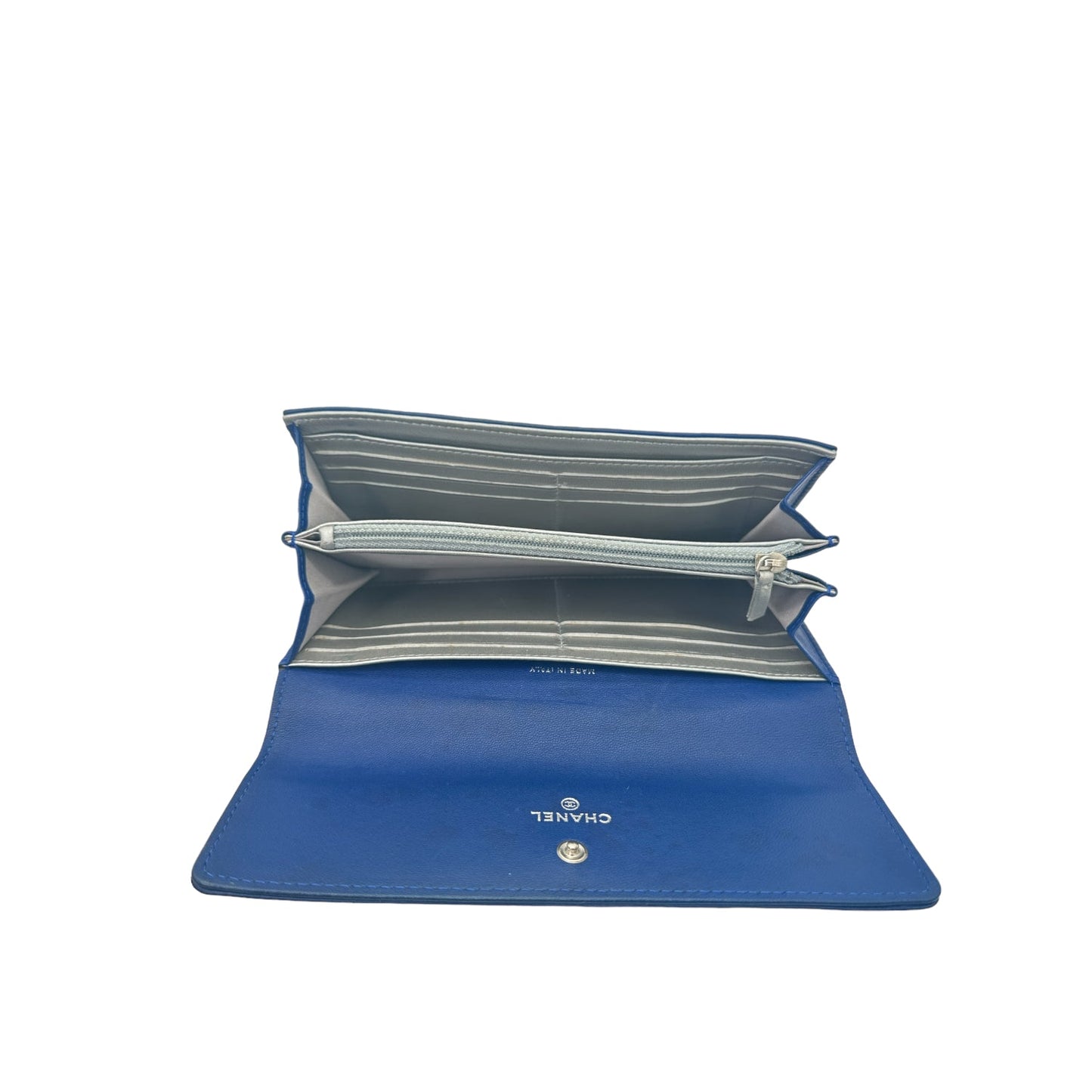 Chanel bag CC Flap Camellia Lambskin Long Wallet Blue
