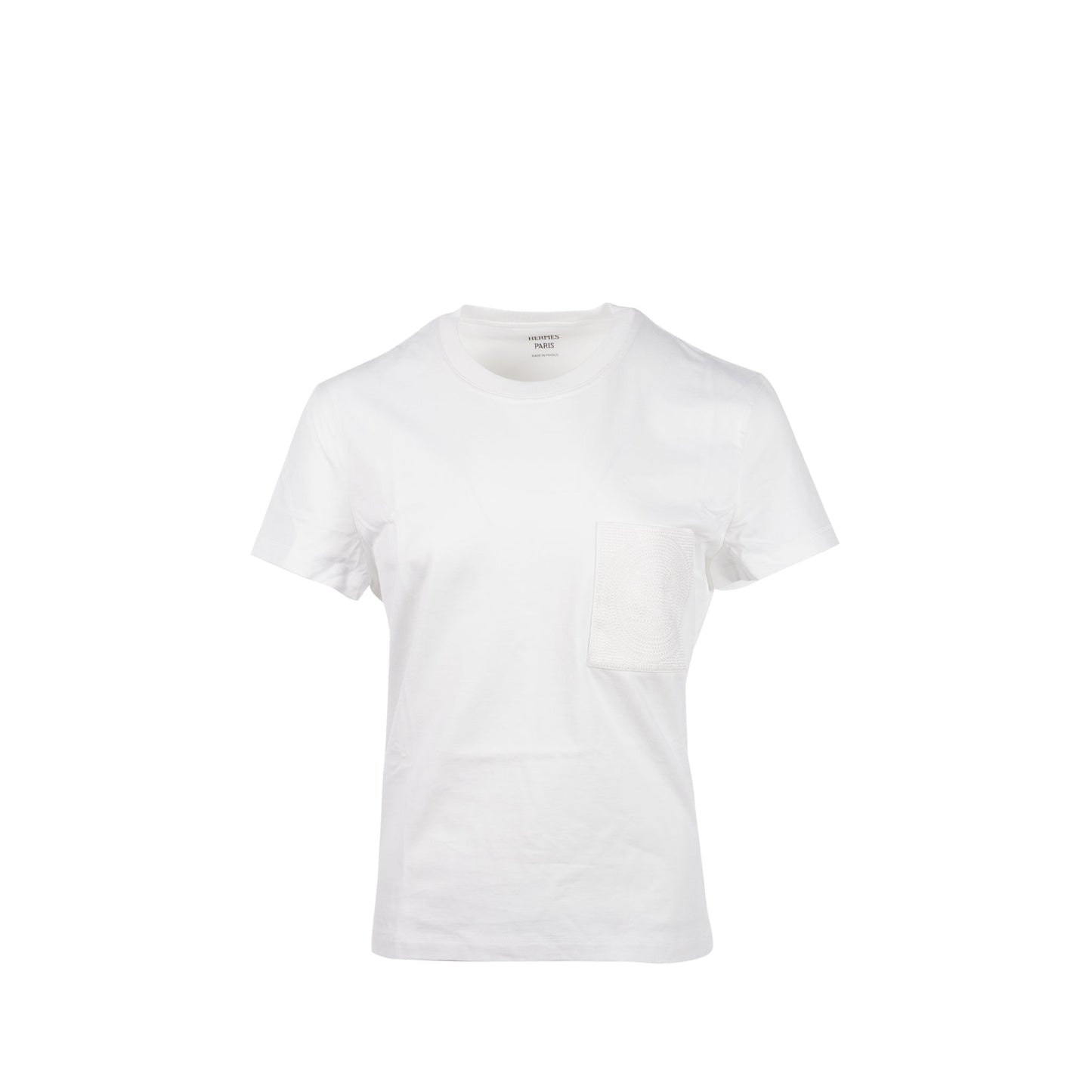 Hermes size 38 T-shirt droit poche brodée white