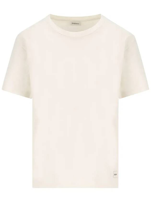 Saint Laurent Logo Patch Crew Neck Short Sleeve T-Shirt White