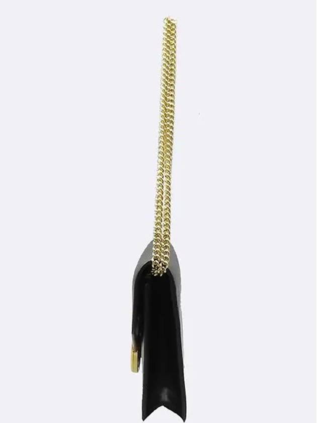 Fendi 8BS006 Black Leather F is Fendi WOC Chain Cross Bag