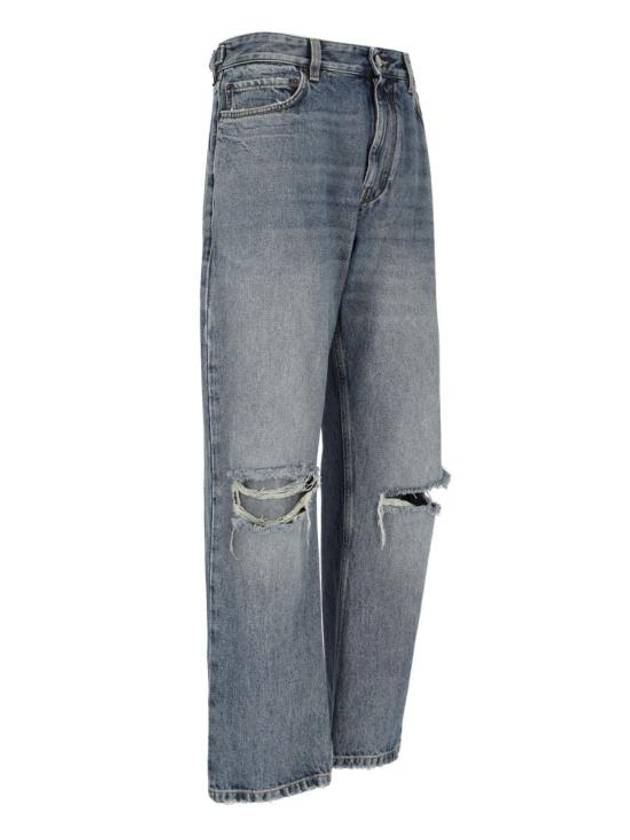 Balenciaga Vintage Effect Denim Straight Jeans Blue