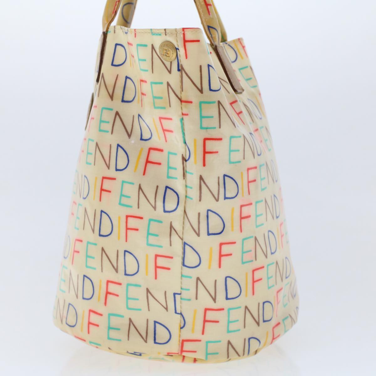 FENDI Hand Bag Patent leather Beige Auth 48752