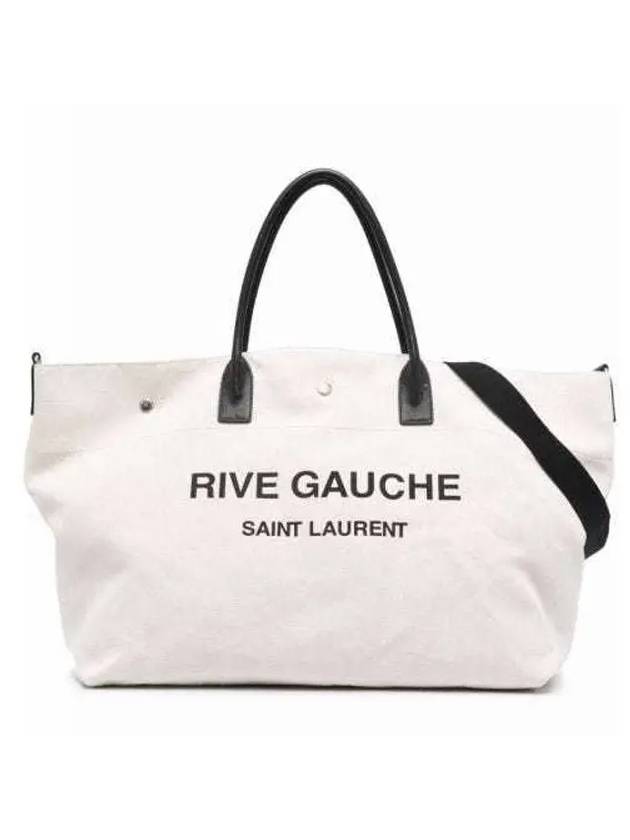 Saint Laurent Rive Gauche Logo Tote Bag Ivory
