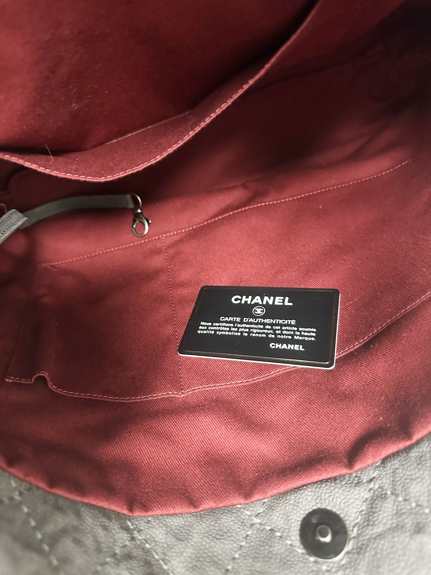 Chanel Aged Caviar Leather Boy Hobo Quilted Shoulder Tote CC Charm