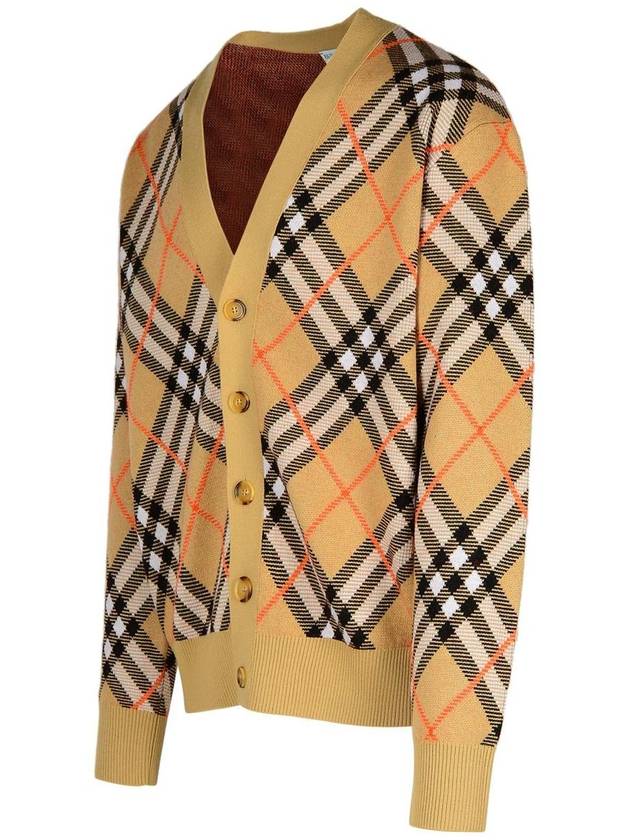 Burberry Check Wool Mohair Blend Cardigan Sand