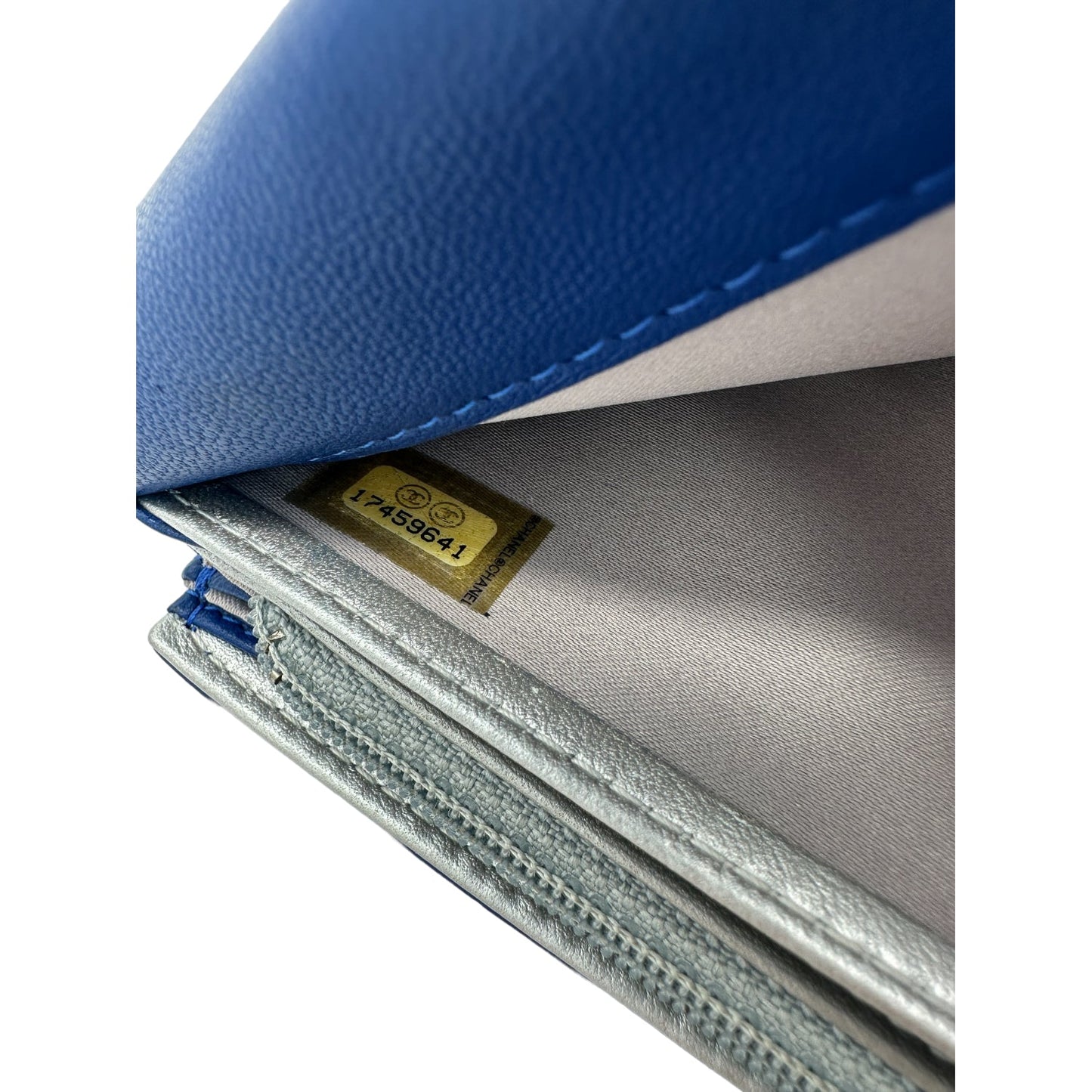 Chanel bag CC Flap Camellia Lambskin Long Wallet Blue