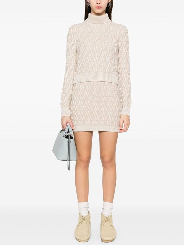 Fendi Turtleneck Knit Top Beige