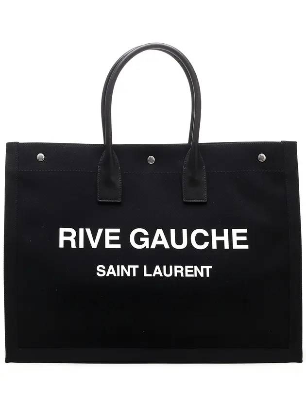 Saint Laurent Rive Gauche Cotton Canvas Tote Bag Black