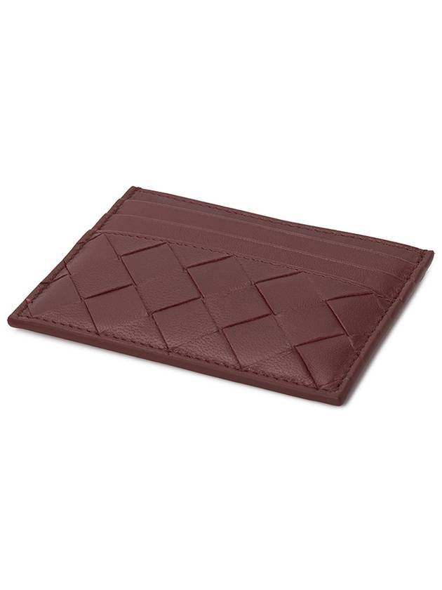 Bottega Veneta Intrecciato Leather Card Wallet Cherry Gold