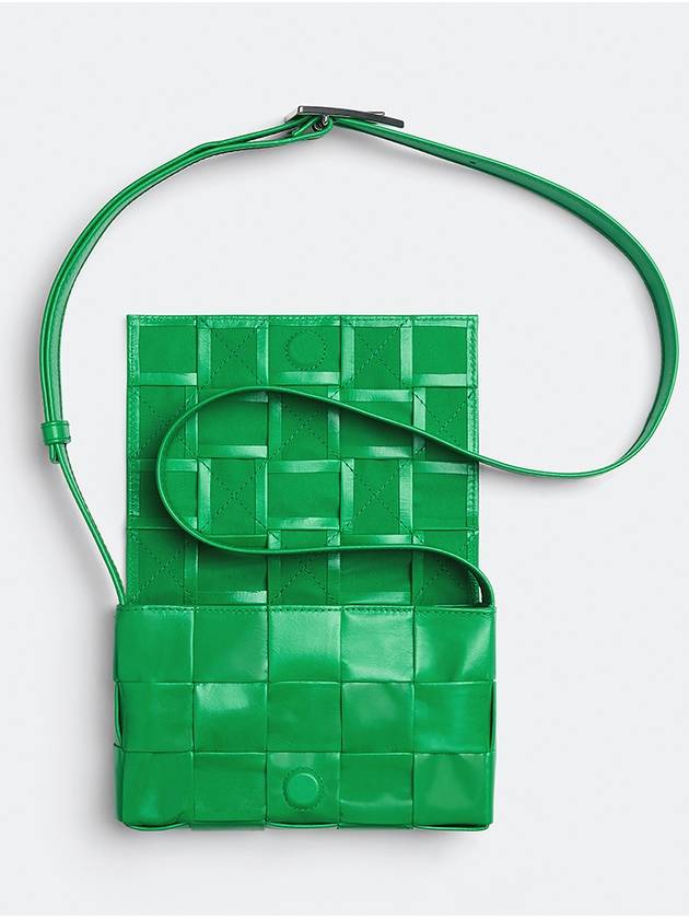 Bottega Veneta Cassette Intrecciato Small Leather Cross Bag Parakeet