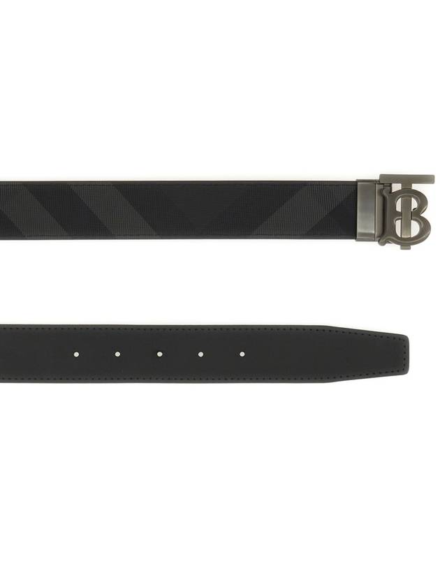 Burberry Men's Check Reversible Leather Belt Charcoal Graphite