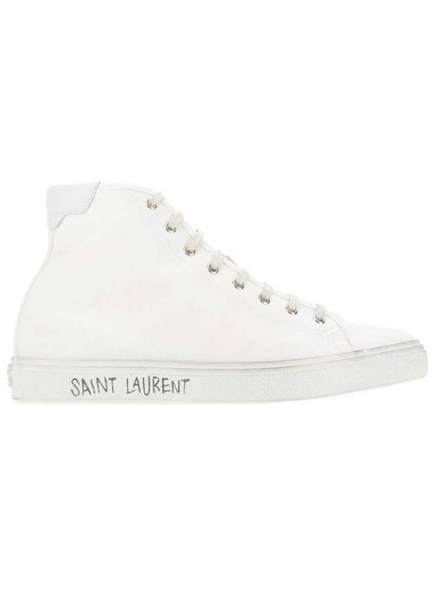 Saint Laurent Malibu Logo Canvas High Top Sneakers White