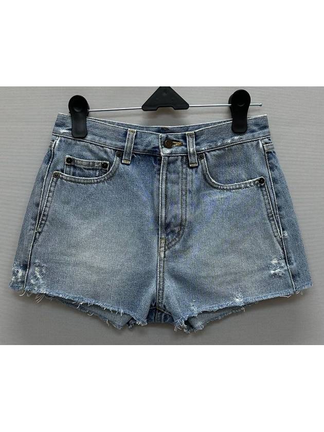 Saint Laurent Blue Denim Slim Fit Short Pants 25