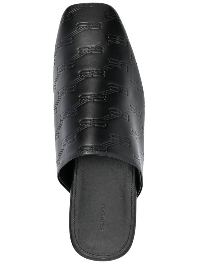 Balenciaga Debossed Logo Leather Mule Black
