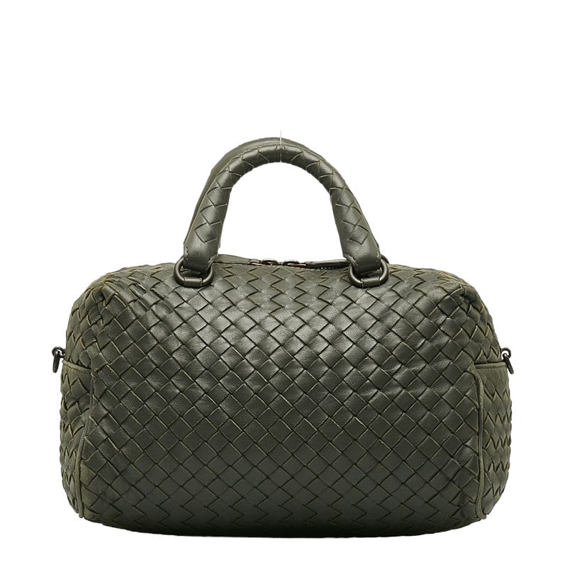Bottega Veneta Intrecciato Mini Boston Bag in Leather Grey