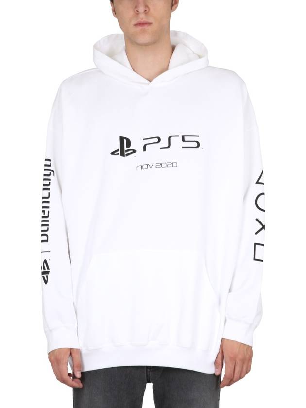 Balenciaga PS5 logo print overfit hoodie white