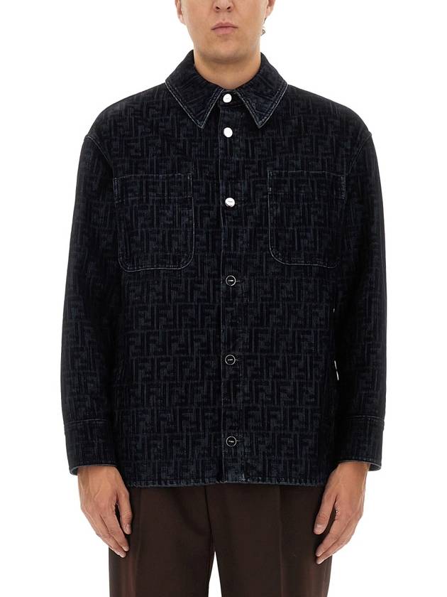 Fendi FF Patch Pocket Denim Jacket Blue