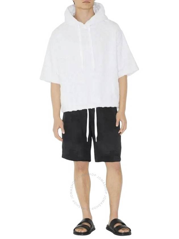 Burberry Burberry White Redditton Checked Short-Sleeve Cotton Hoodie, Size X-Small