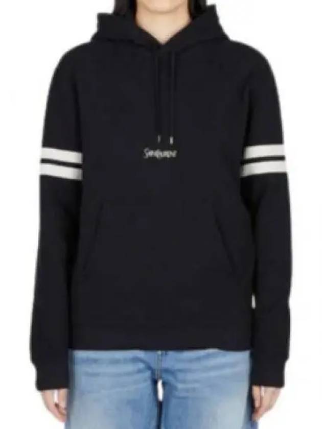 Saint Laurent Embroidered Logo Hoodie Black