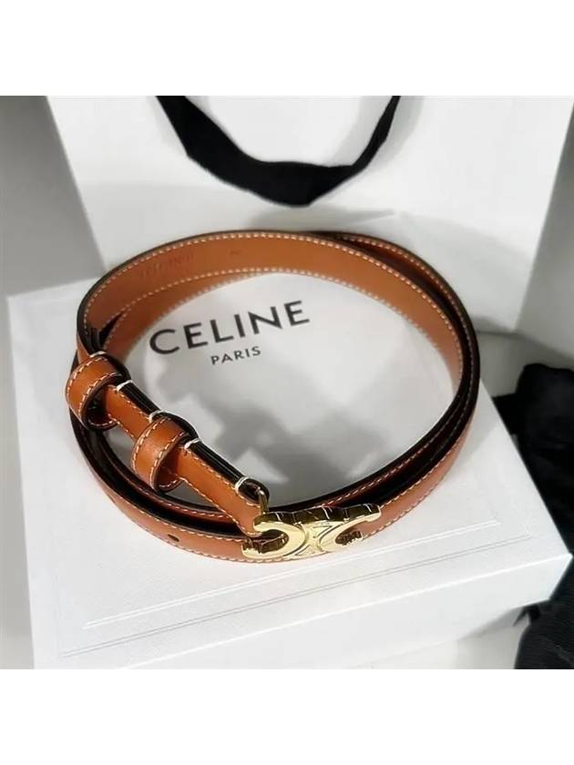CELINE Teen Triomphe Calfskin Belt Tan