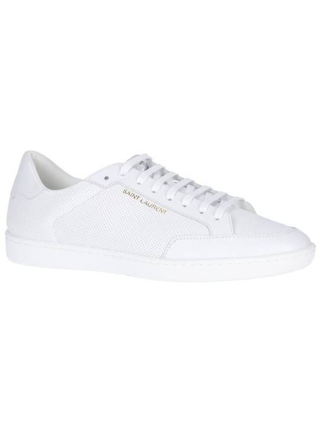 Saint Laurent Court Classic Perforated Leather Low Top Sneakers White