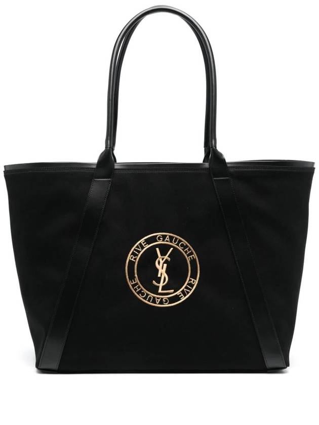 Saint Laurent Rive Gauche Canvas Tote Bag Black
