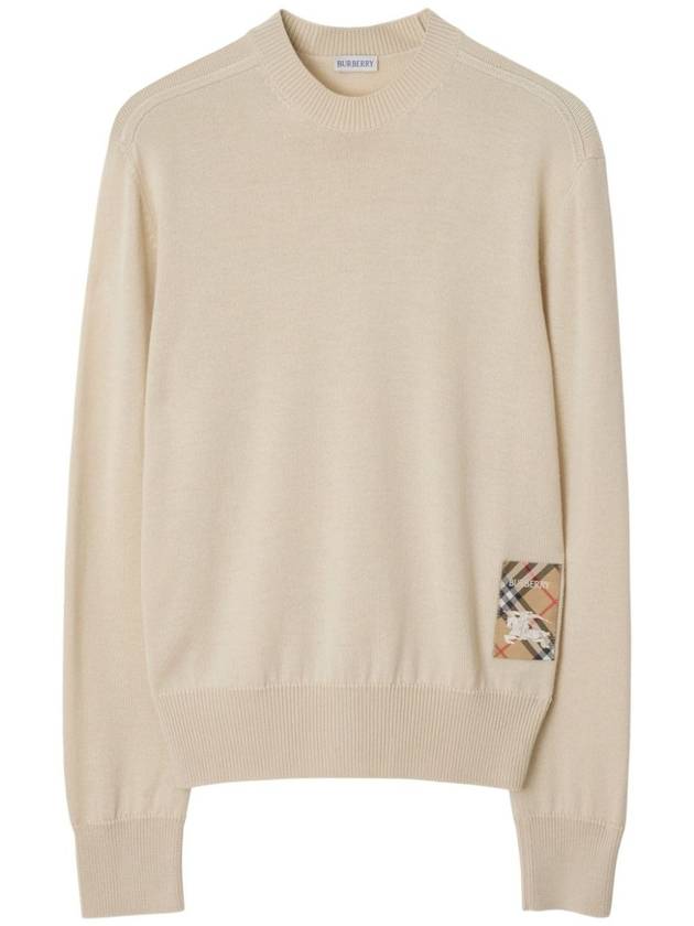 Burberry Check Label Wool Knit Top Nutmeg