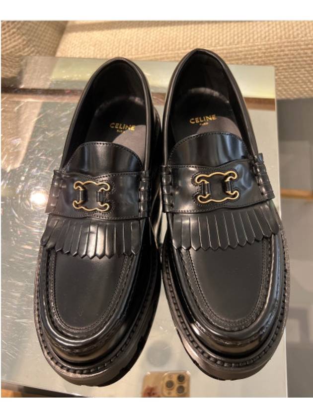 CELINE Margaret Triomphe Frame Calfskin Loafers Black