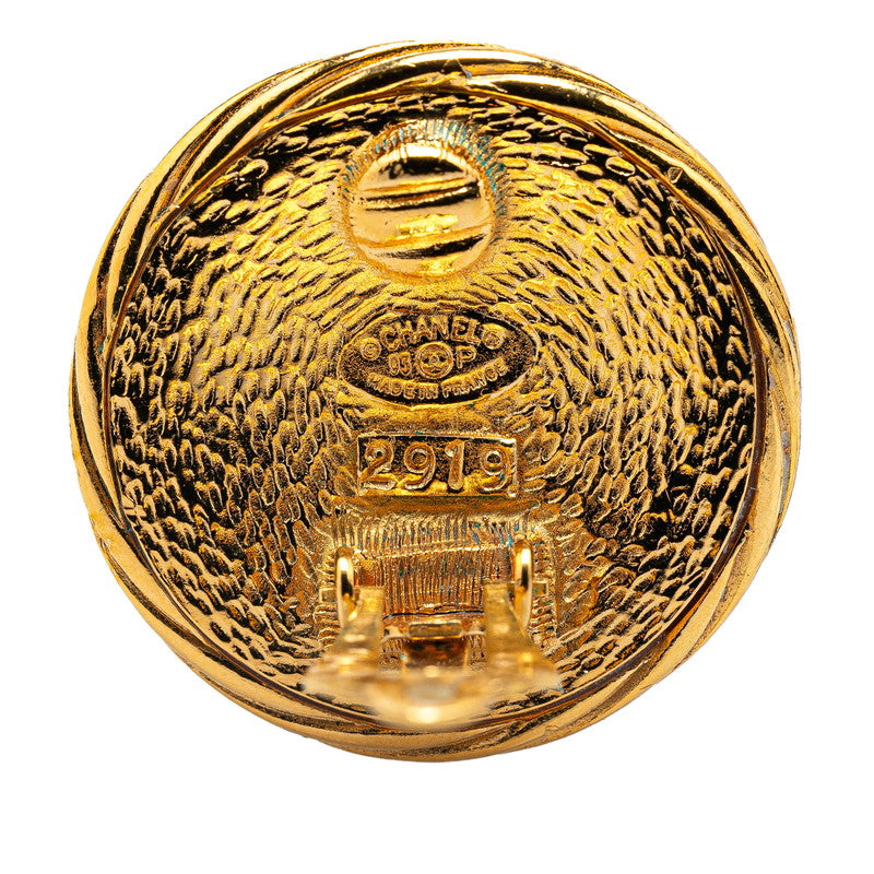 Chanel Vintage Coco Mark Round Earrings Gold