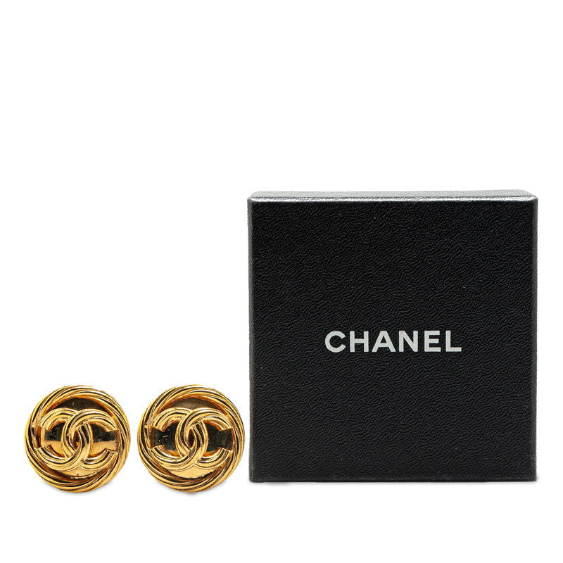 Chanel Vintage Coco Mark Round Earrings Gold