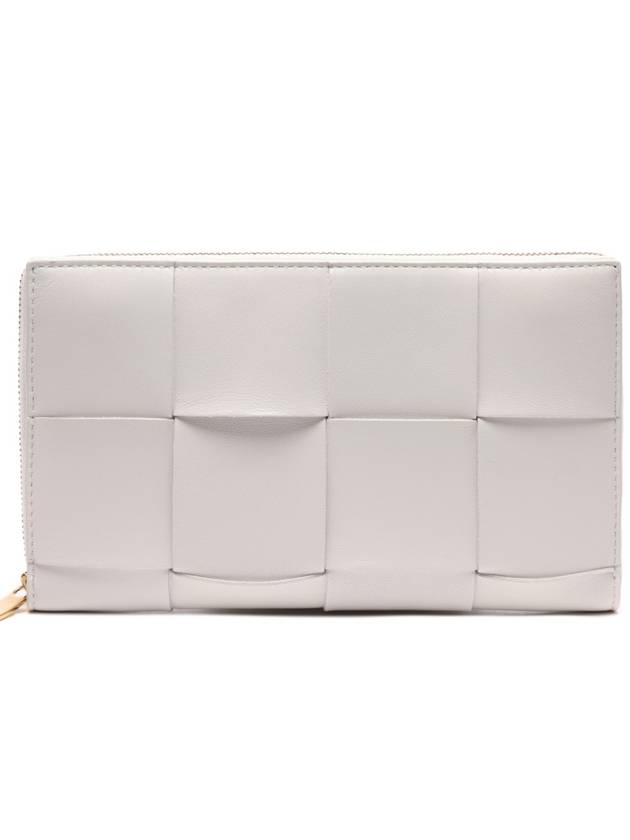 Bottega Veneta Intrecciato Zipper Around Long Wallet White