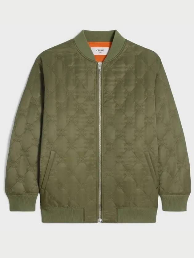 CELINE Triomphe Teddy Nylon Down Jacket Khaki