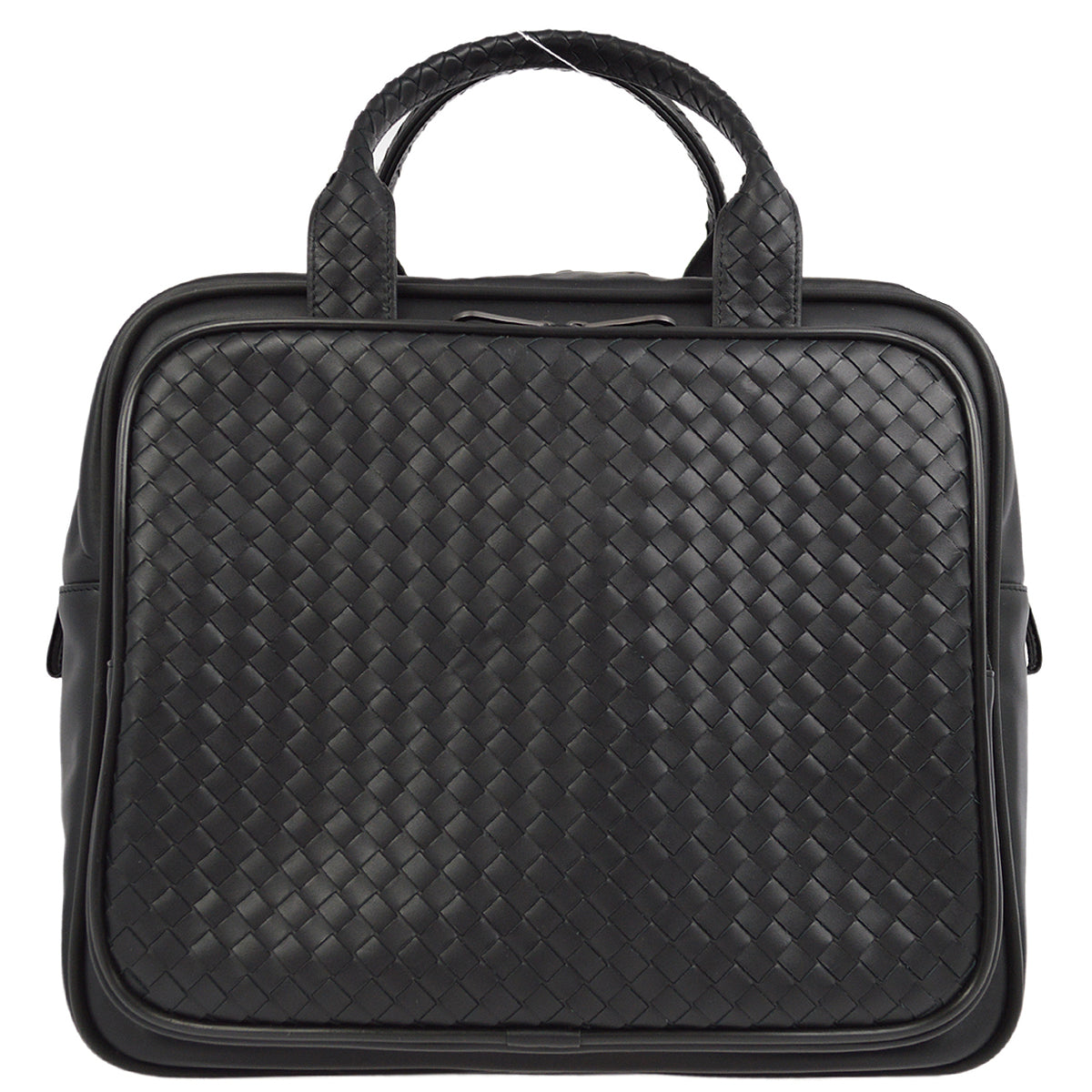 Bottega Veneta Black Intrecciato Travel Handbag