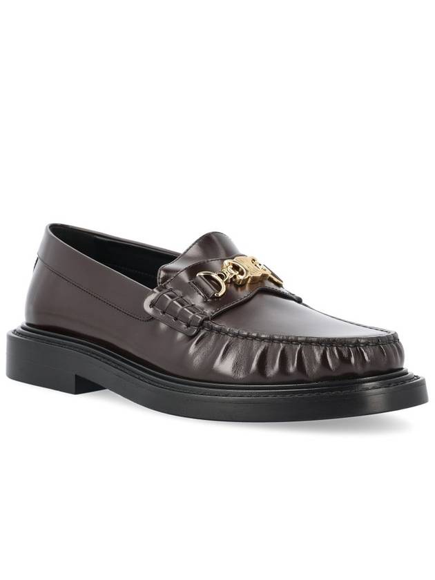 CELINE Universite Triomphe Chain Polished Bull Loafer Dark Brown