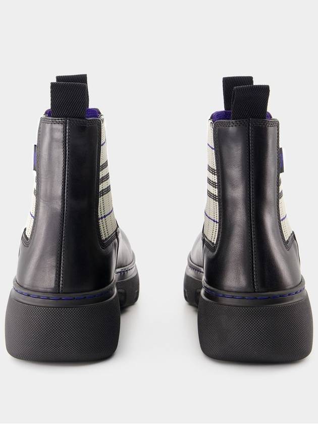 Burberry Creeper Low Leather Chelsea Boots Black Lichen