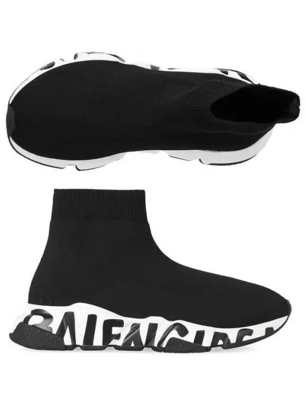 Balenciaga Speedrunner Graffiti Logo Sole High Top Sneakers Black