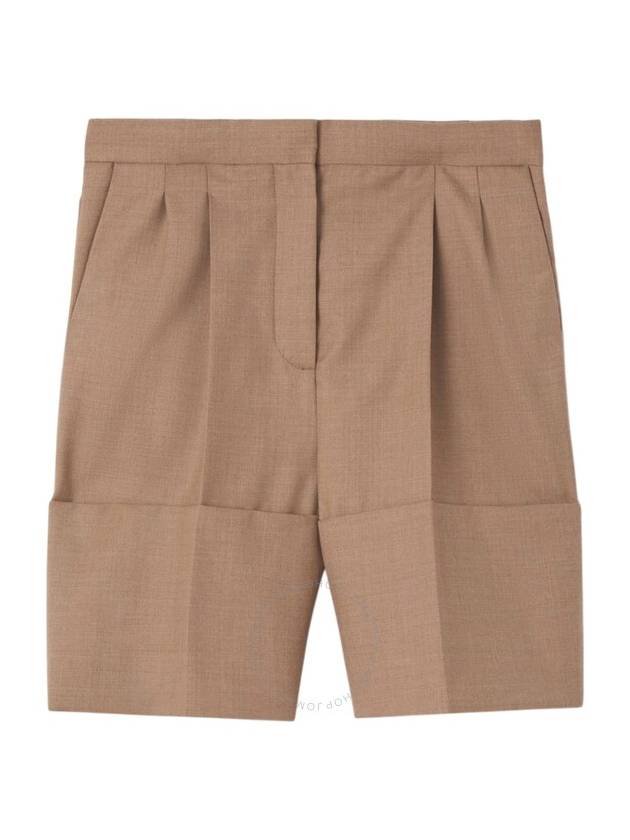 Burberry Burberry Ladies Deep Taupe Therry Cuff Detail Wool Tailored Shorts, Brand Size 10 (US Size 8)
