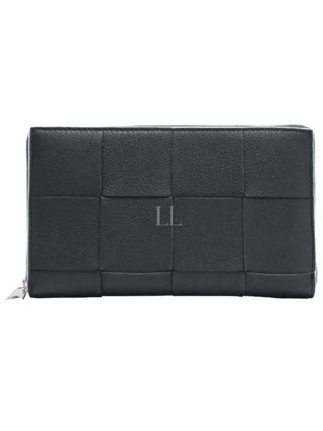 Bottega Veneta Intrecciato Zipper Around Medium Wallet Black