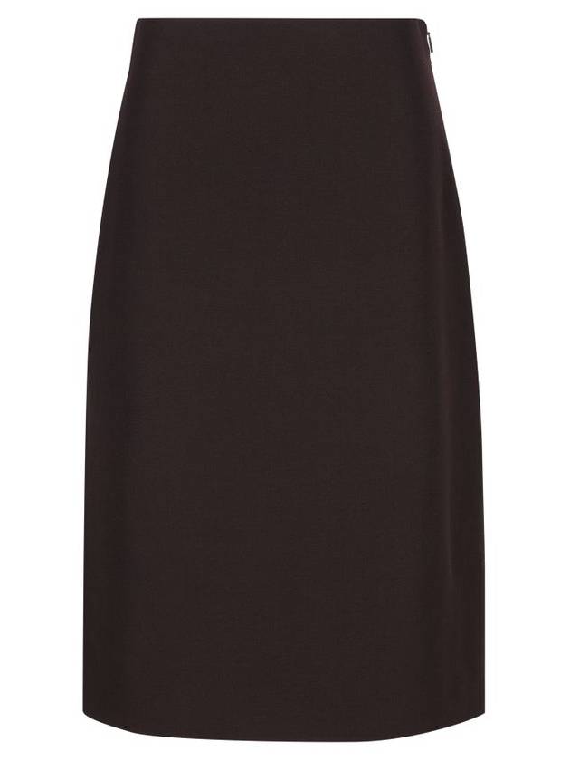 Fendi Grand de Poudre Wool Pencil Skirt Burgundy