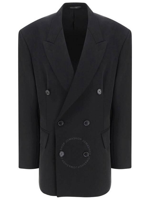 Balenciaga Cinched Double Breasted Wool Jacket Black