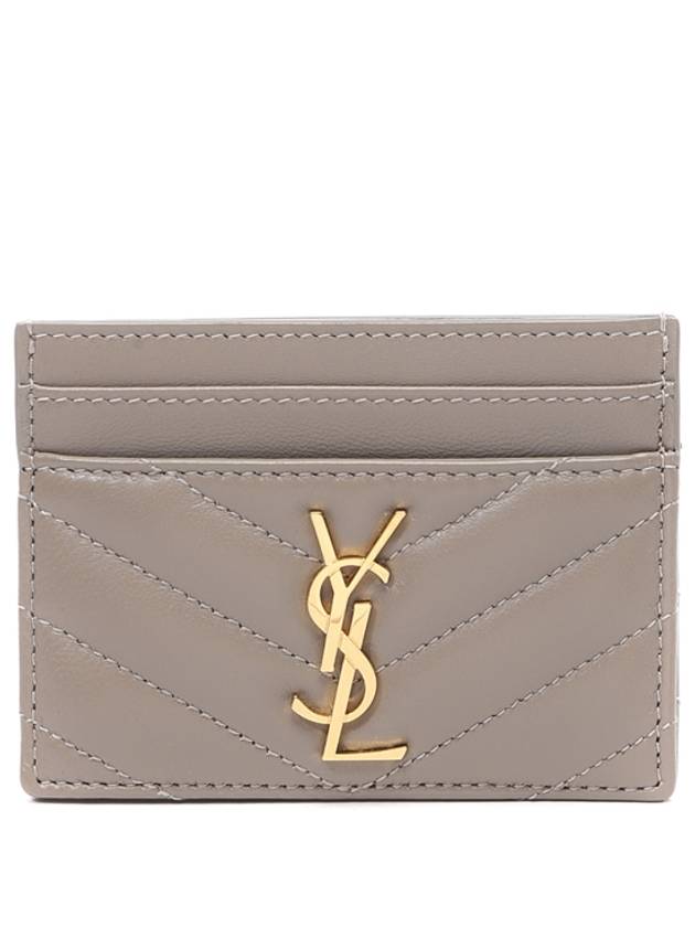 Saint Laurent Cassandre Matelasse Lambskin Card Wallet Dusty Grey