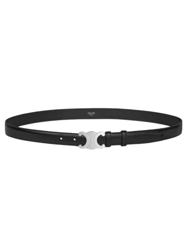 CELINE Silver Triomphe Calfskin Belt Black