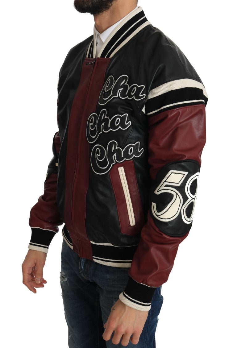 Dolce & Gabbana Leather Club Lounge Black Red Men's Jacket