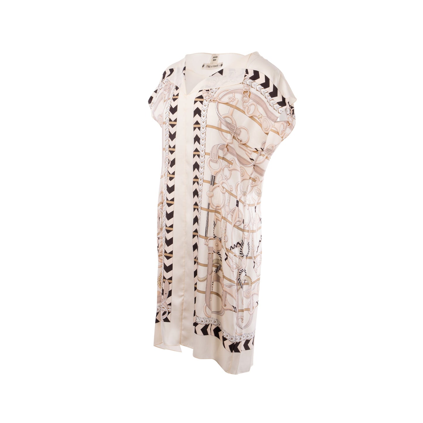 Hermes Size 40 Tunique Dress Silk White/Multicolour