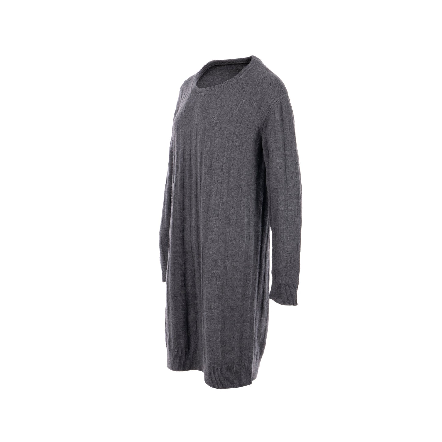 Hermes Size 38 Long Sleeve Knit Dress Virgin Wool Grey