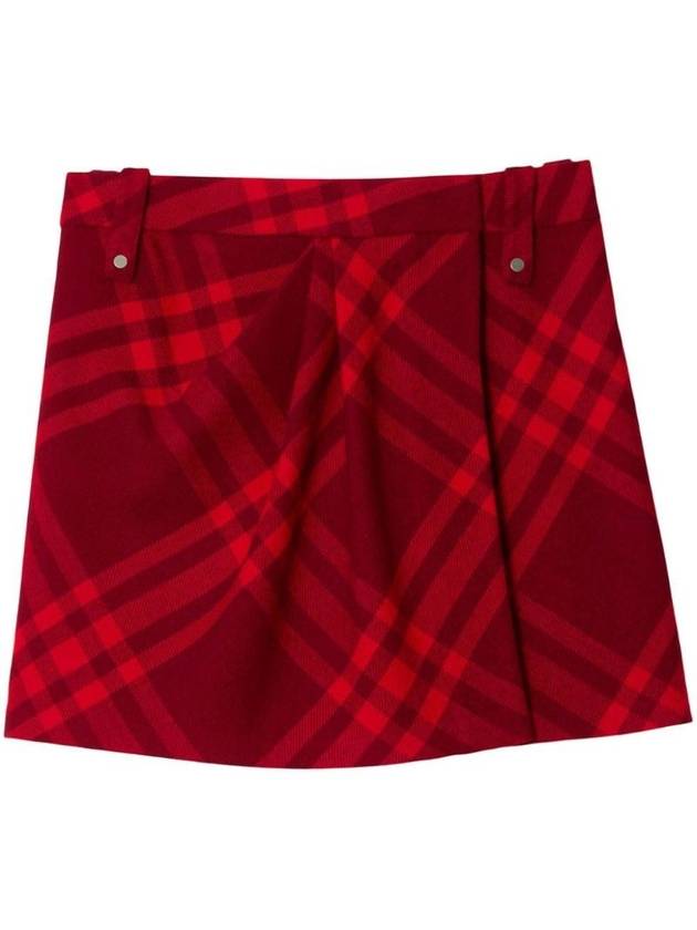 Burberry Check Pattern Wool Mini Skirt