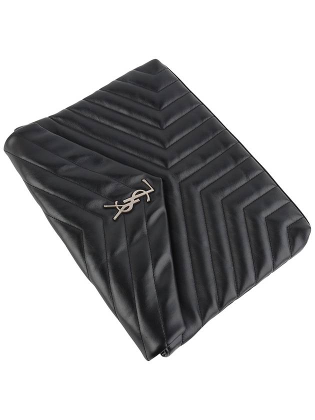 Saint Laurent 483236 Matelasse flap Lulu clutch silver 34302