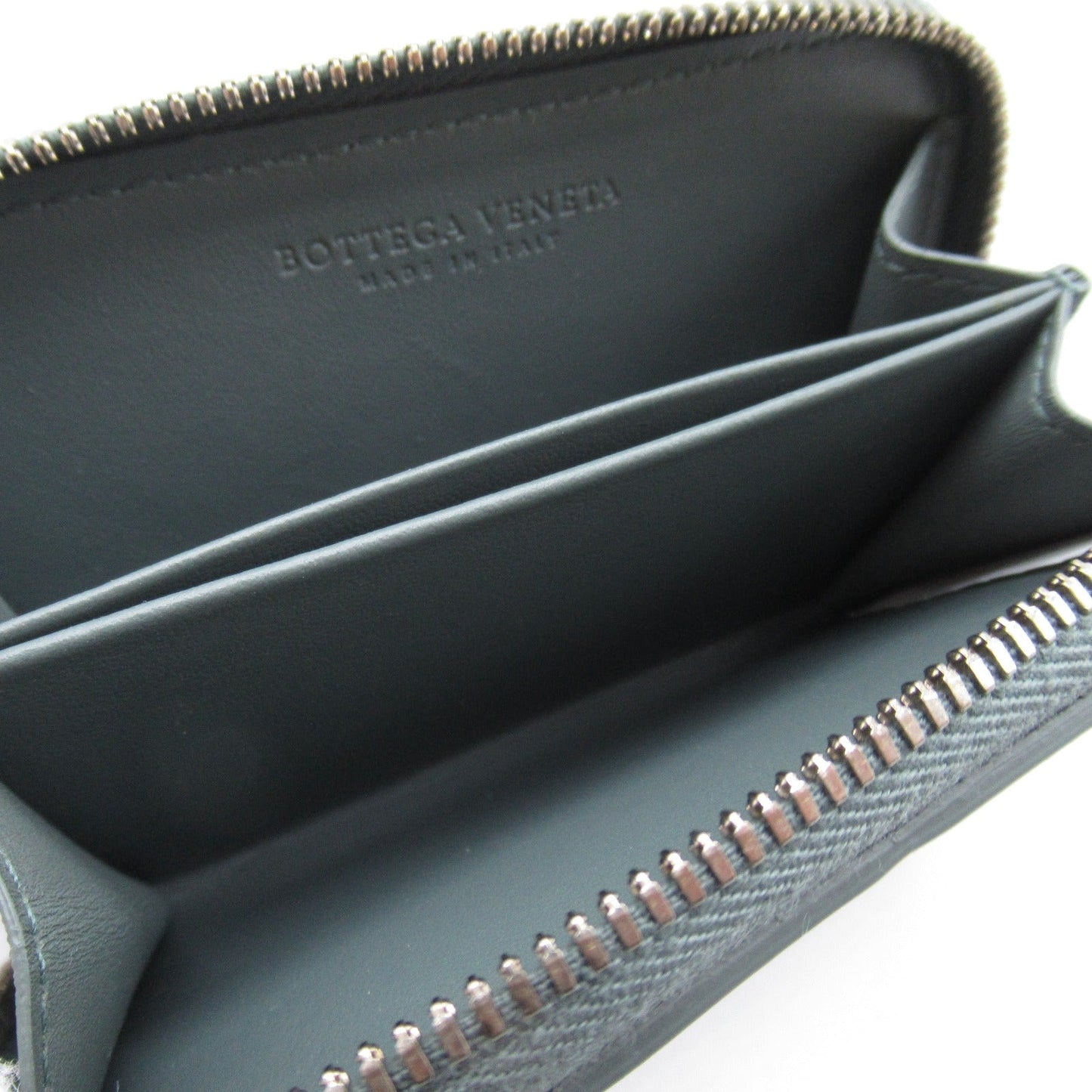 Bottega Veneta Interactive Coin Case Coin Case Wallet Leather Green Dark Blue