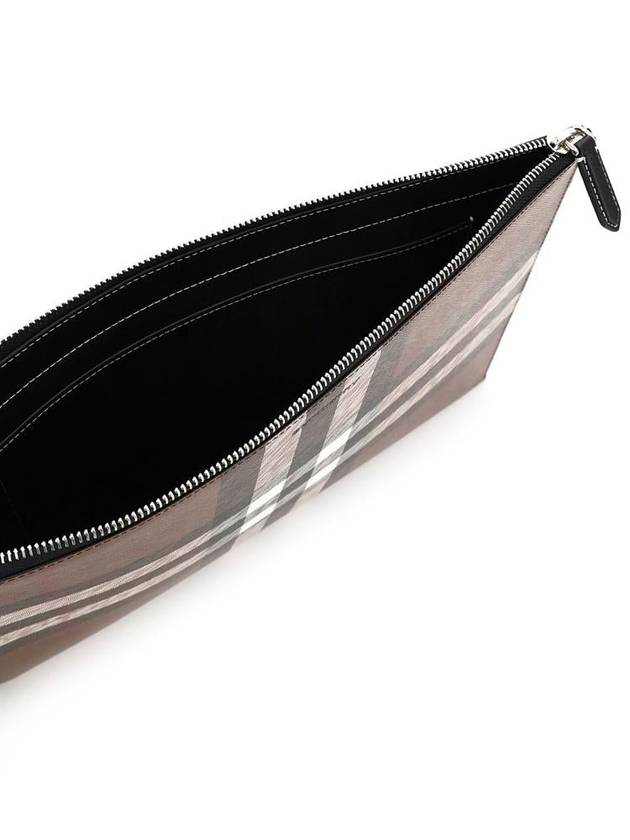 Burberry Check E Canvas Zipper Strap Clutch Bag