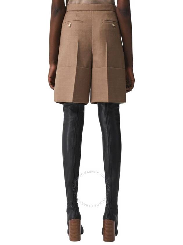 Burberry Burberry Ladies Deep Taupe Therry Cuff Detail Wool Tailored Shorts, Brand Size 10 (US Size 8)